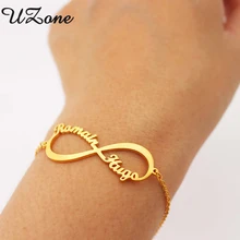 UZone Бесконечность имя браслеты Нержавеющая Сталь персонализированные браслет Регулируемая табличка Шарм рождественские подарки