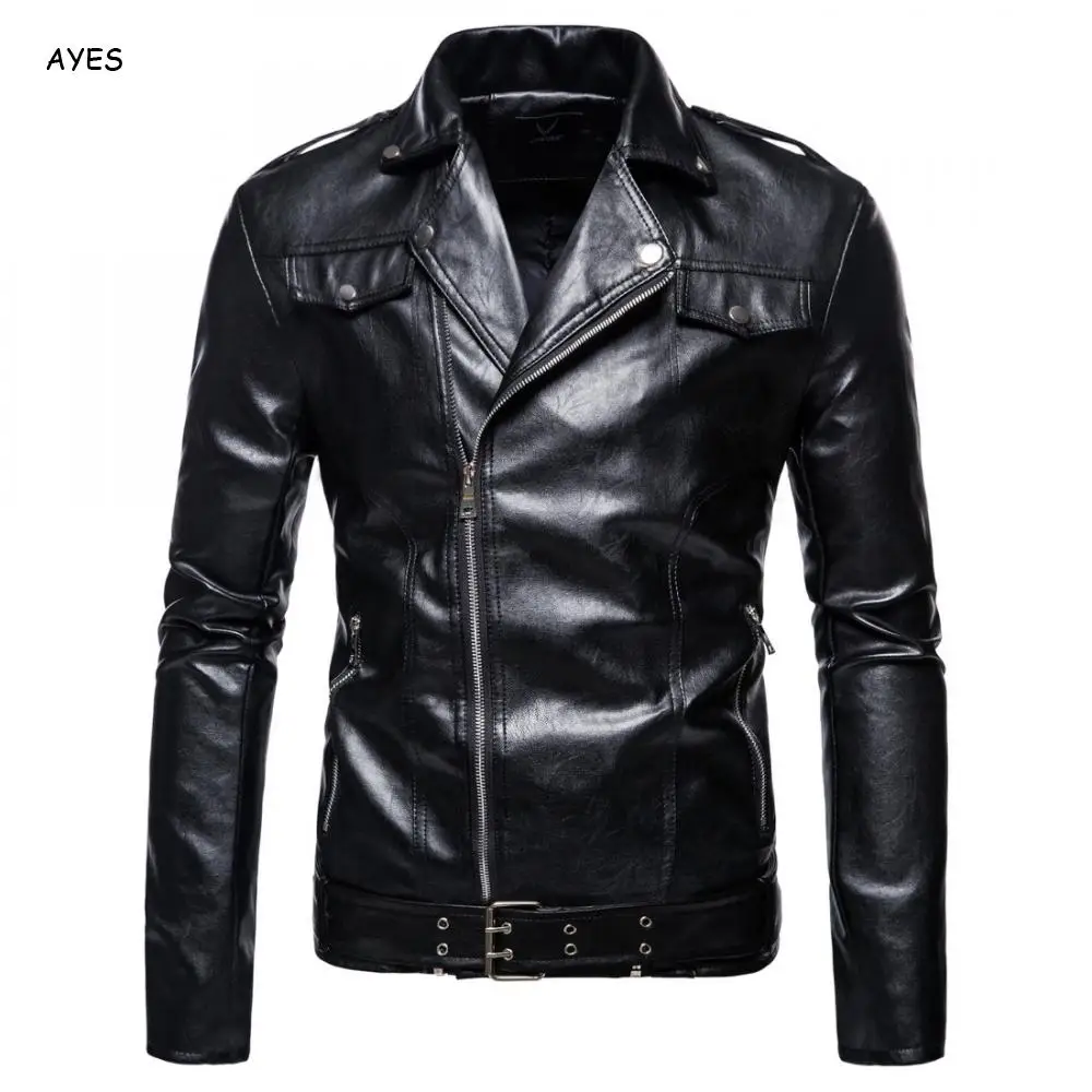 

Autumn Slim Black Leather Coat Men'S Pu Leather Jacket 2020 Men Solid Zipper Punk Jackets Bomber Male Motorcycle Coats Plus 5XL