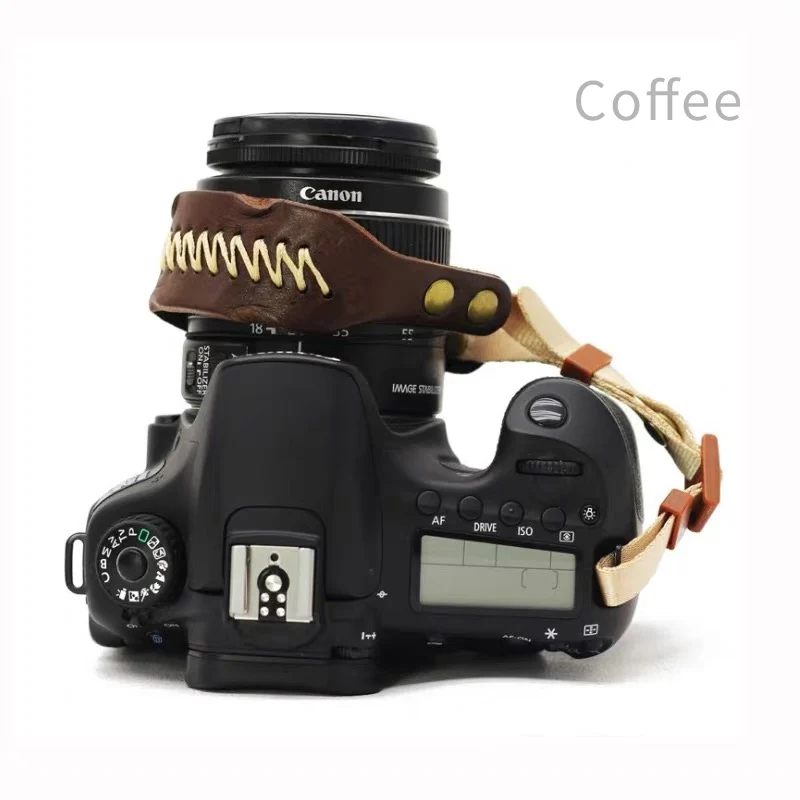 BIZOE кожаный ремешок для камеры-Удобная подкладка, повышенная стабильность рукоятки и безопасность для всех Canon Nikon sony - Цвет: coffee