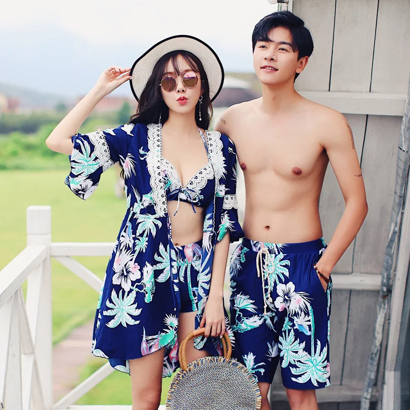 

Couples Bathing Suit Women's New Style Korean-style Dress-Conservative Belly Covering Slimming Swimwear MEN'S Beach Pants Set 19