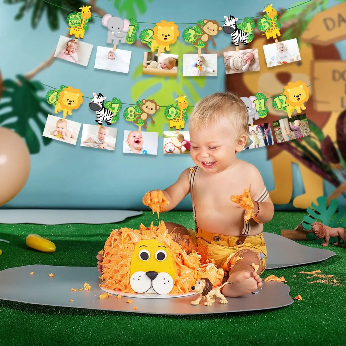 PATIMATE Safari Animals Banner Jungle Party Decoration Baby Shower Safari Party Decor Kids Jungle Animals Birthday Party favors