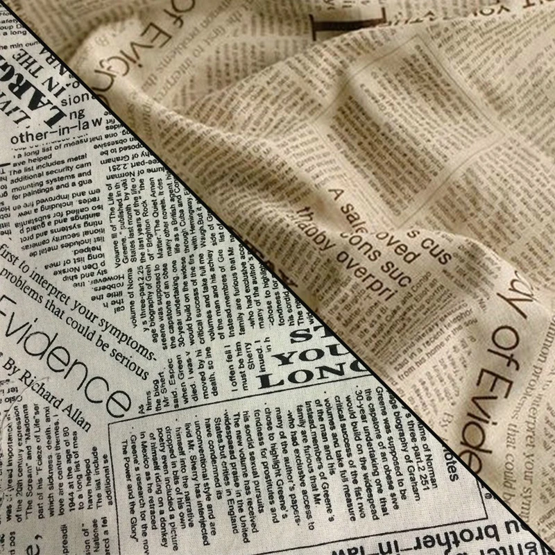 

Letter Pattern Newspaper Printed Linen Washing Process Linen Fabric By The Meter For Sewing Dress DIY Craft Material 100*145cm