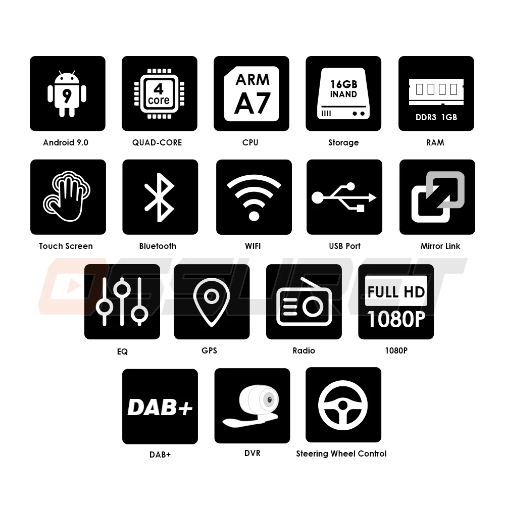  Hizpo 2 Din 7'' quad core Universal Android 9.0 1GB RAM Car Radio Stereo GPS Navigation WiFi 1024*6