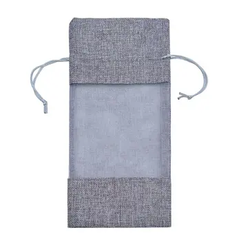 

4pcs Rustic Jute Burlap Wine Bags Drawstring Champagne Bottle Gift Packing Cover H4GD