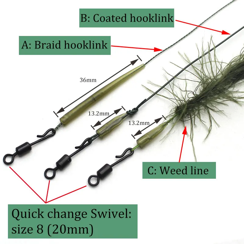 2pcs Carp Fishing Hair Rig Ready Made Carp Fishing Hook Link