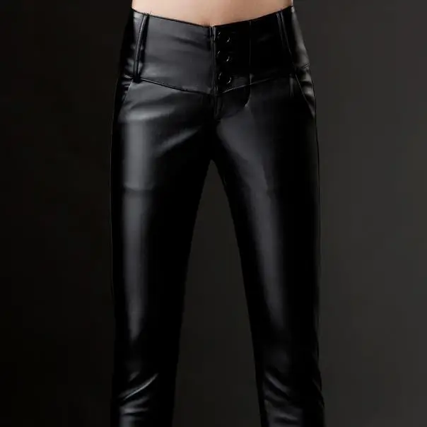 Office Plus Size High Waist Leggings Stretch Sexy Slim Skinny Pencil Trousers Cashmere Thicker Women Leather Pants X210 | Женская одежда