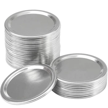 

50 Pack Split-Type Lids Reusable with Silicone Seals Rings Regular Mouth Mason Jar Split-Type Lids(Not Include Band)