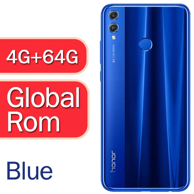 4G 64G Blue Honor 8X global rom смартфон 6,5 ''полный экран OTA обновление Android 8,1 Восьмиядерный отпечаток пальца - Цвет: 4G 64G Blue