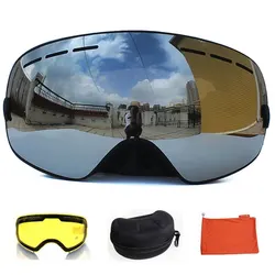UV400 Anti-fog Double Layers Ski Goggles Mask Skiing Glasses Snow Snowboard Eyewear Graced Lens Mirror Goggles case Set