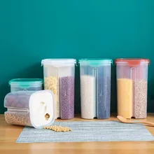 Многозерновой рис бобы Stoarge Jar с крышкой уплотнения 4 решетки Холодильник контейнер для сохранения пищи пластиковый Кухонный Контейнер для хранения
