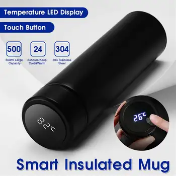 

New Portable Smart Mug Temperature LCD Dispay Vacuum Bottle Stainless Steel Drinkware Vacuum Flask Travel Mug Insulated Tumbler
