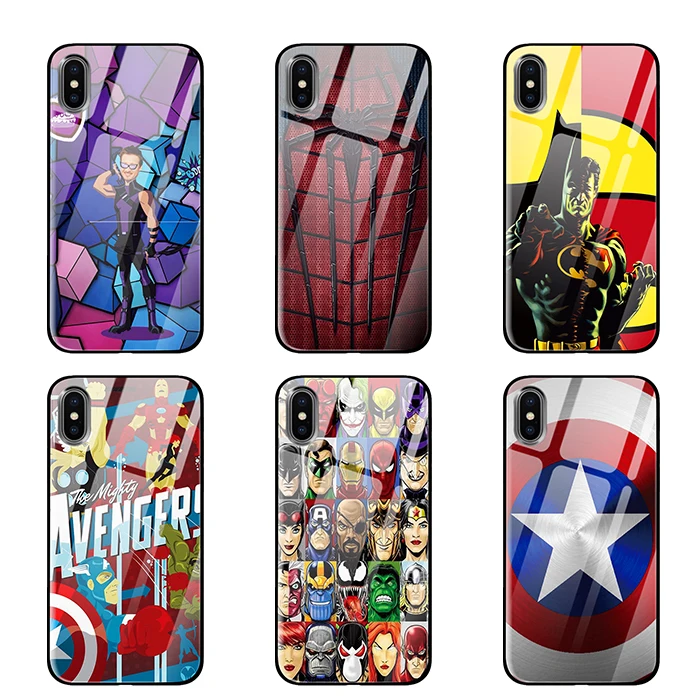 Для Мстителей роскошный чехол из закаленного стекла для iPhone 5 5S 6 6s 7 8 Plus X XS XR 11 Pro Max