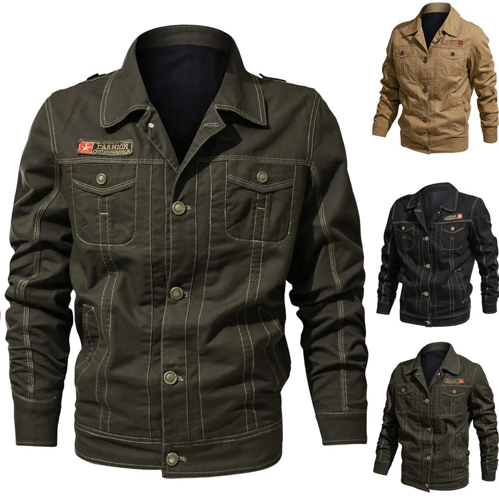 Куртки мужские Брендовые мужские s Bomber Модные мужские осенне-зимние винтажные на молнии однотонные куртки с длинным рукавом
