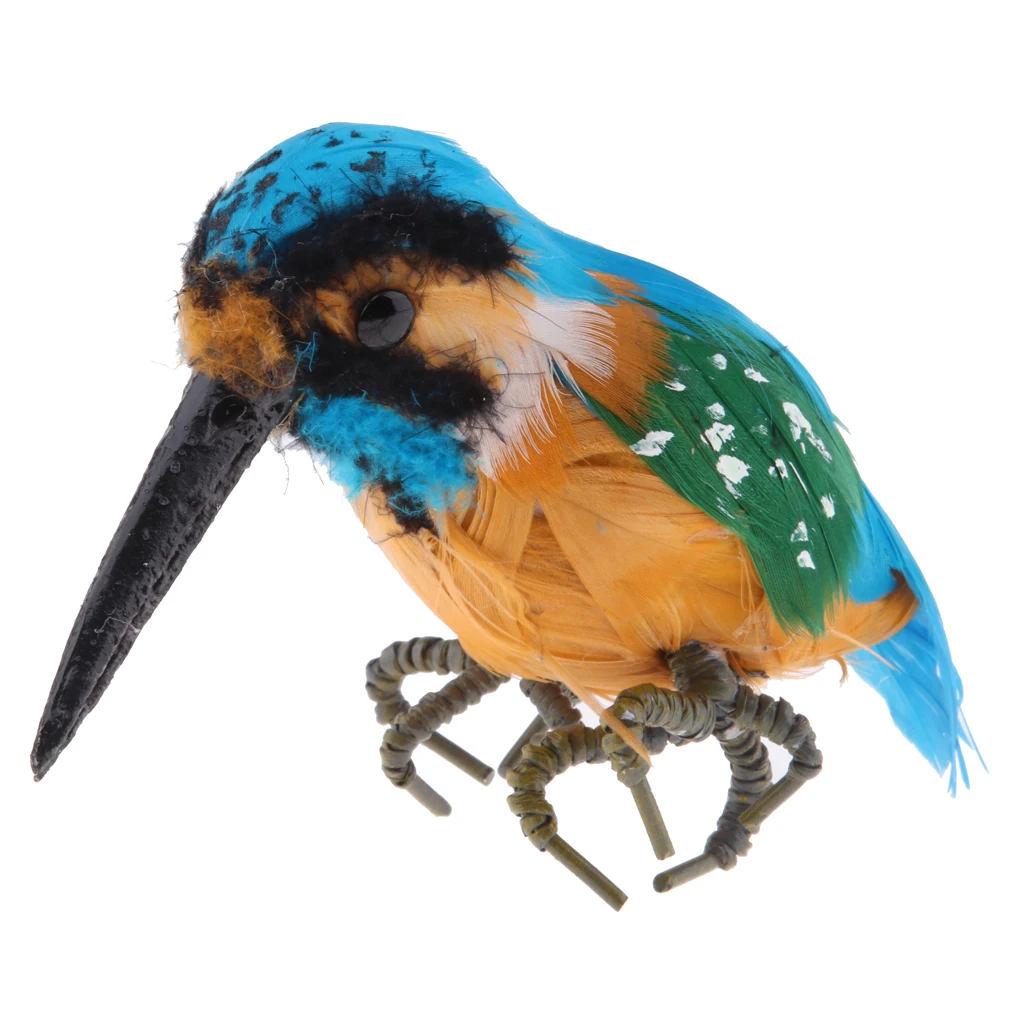 Vivid Kingfisher Birds Ornament Garden Statue Handcraft Decor Holiday Party 