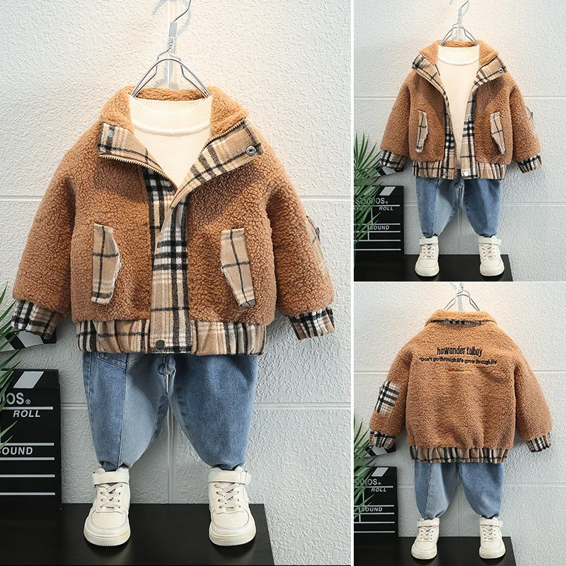 

Boys Baby's Kids Fleece Jackets Coats Outwear 2021 Soft Thicken Warm Plus Velvet Winter Autumn Overcoat Children's Clothing