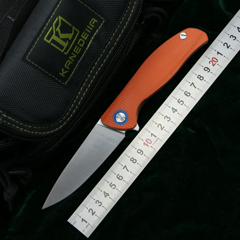 

Kanedeiia Flipper F3 folding knife D2 blade titanium + Mikata G10 handle camping hunting survival pocket fruit knives EDC tools