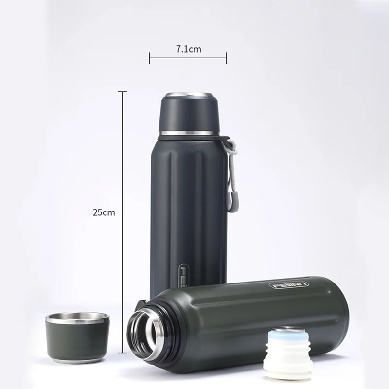 FEIJIAN Double Wall Insulated Water Bottle Outdoor Travel Sports Bottles Stainless Steel 600ml Thermos For Tea Thermal Cup
