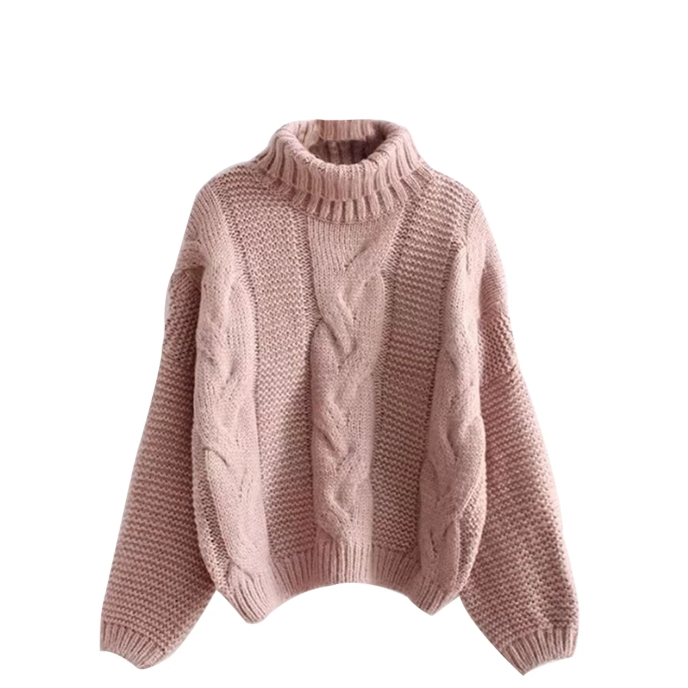 pink LITTHING женские свитера Теплый пуловер и джемперы с воротником пуловер Twist Pull Джемперы осень модные вязаные свитера - Цвет: pink