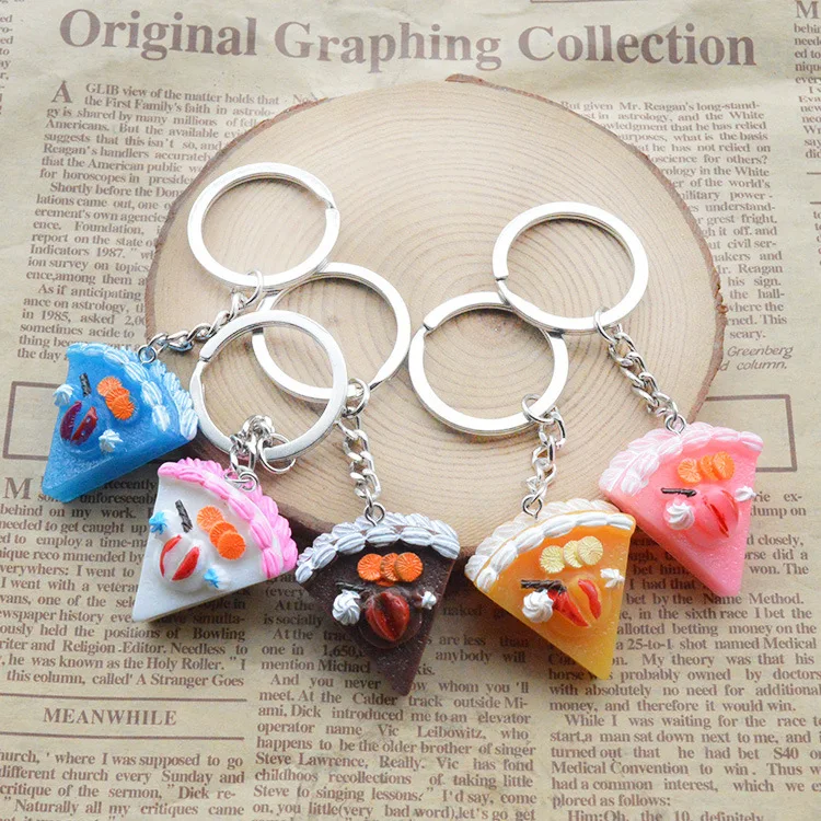 1PCS Cute Mini Simulation Food Key Chain Resin Cake Keychain Gift