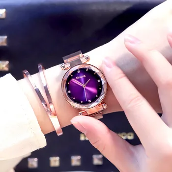 

Best Selling Women Mesh Band Starry Sky Watch Casual Luxury Ladies Geometric Surface Quartz Watches Gift For Women