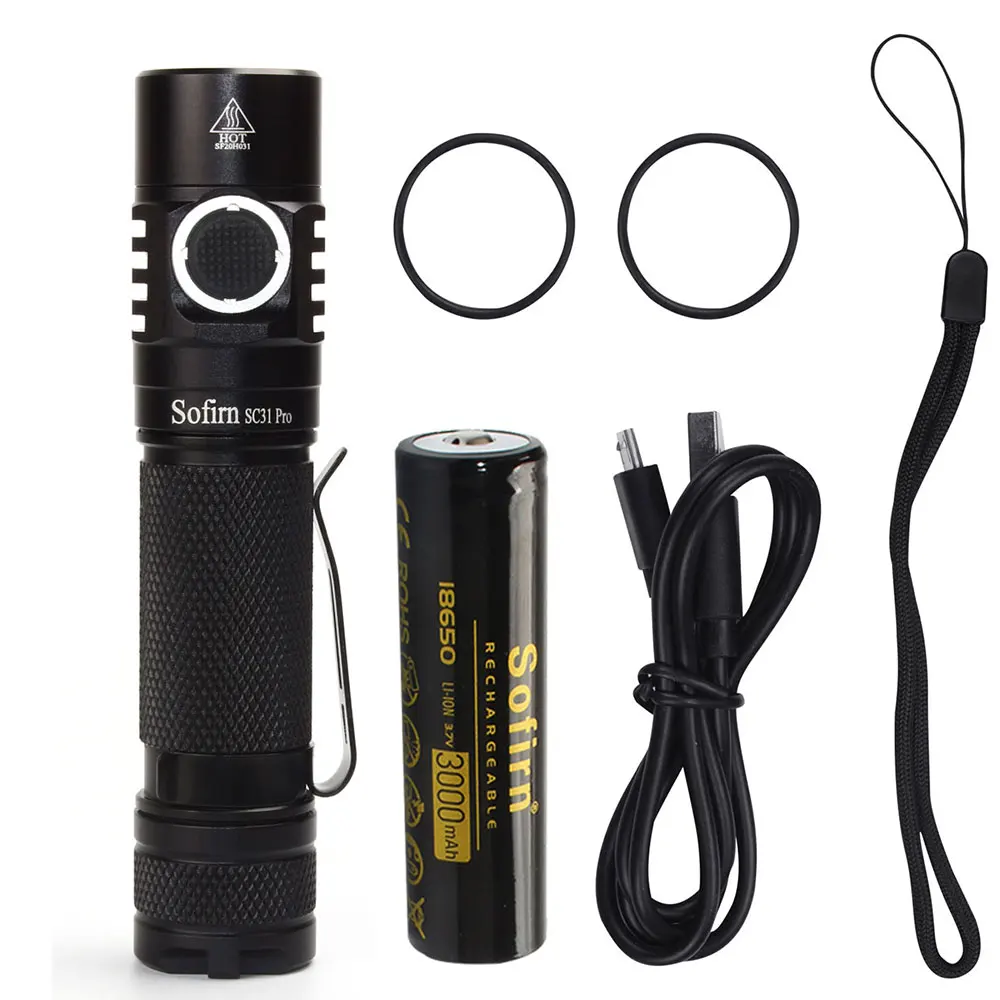 US $24.99 Sofirn 6500K SC31 Pro 2000lm LED Flashlight 18650 Rechargeable USB C LED Torch Lantern Anduril Flashlight For HuntingCamping