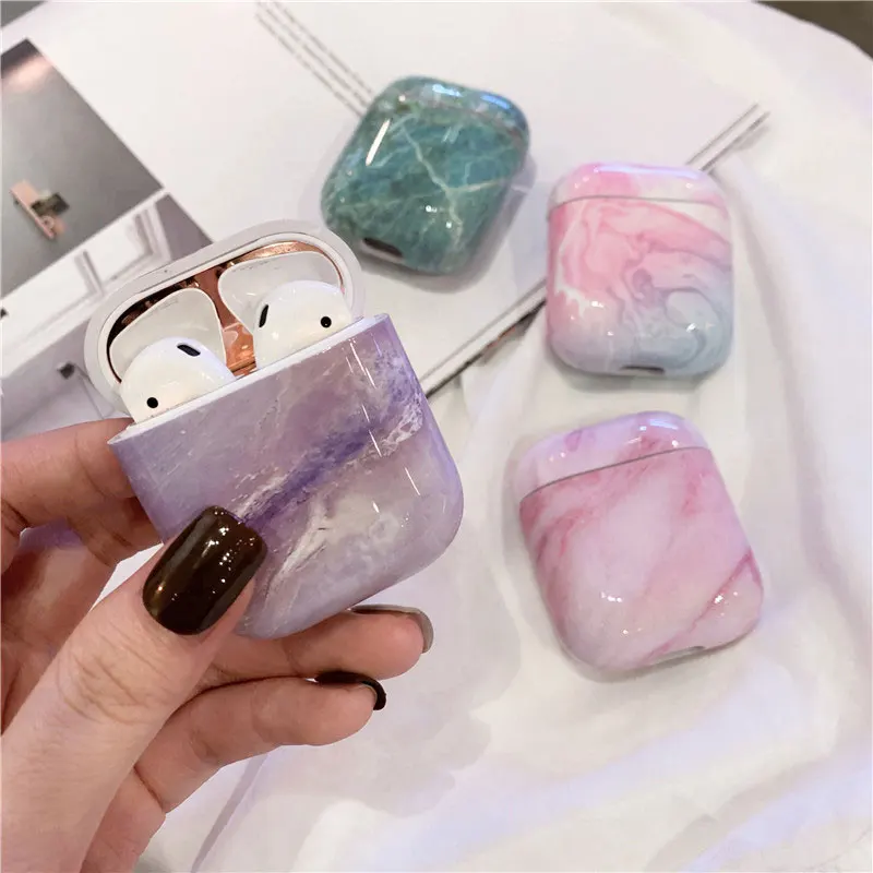 

Marble Earphone Case For Airpods 2 Case Luxury Hard Headphone Case For Earpods Cover Accessories for Apple Air pods Charging Box