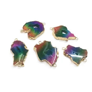 

Natural Stone Pendant irregular Golden-plated Connector for Jewelry Making Necklace Accessories Gifts for Women 25x50-30x45mm