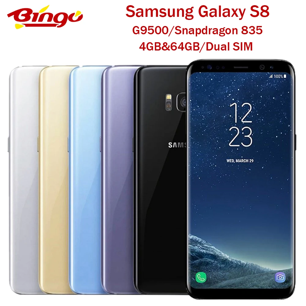 Samsung Galaxy S8 G9500 Dual Sim Entsperrt 4G Android Handy Octa Core Snapdragon 835 5.8 "12MP & 8MP RAM 4GB ROM 64GB NFC