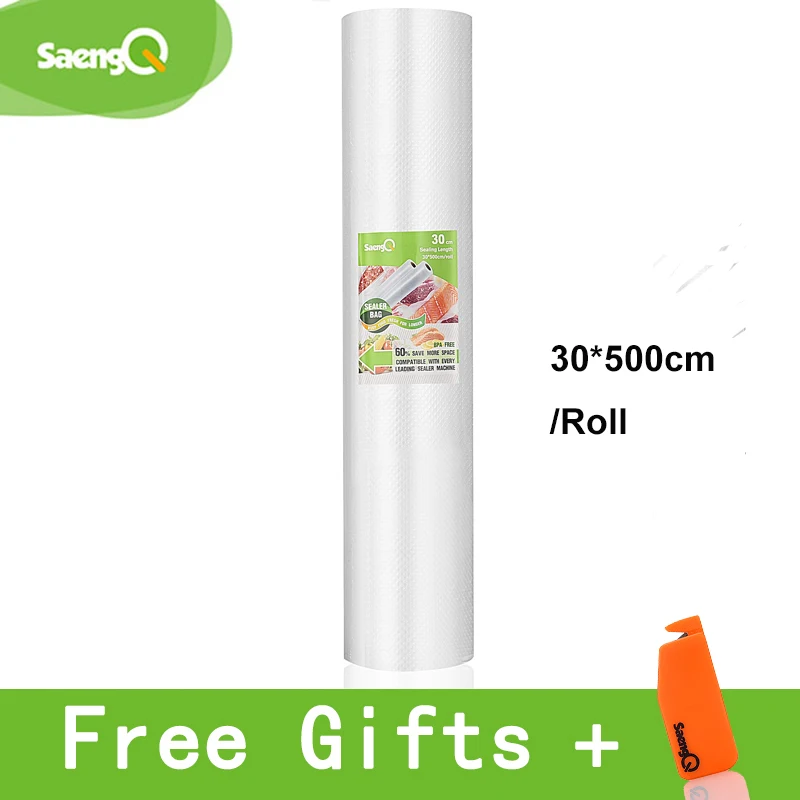 30cm SaengQ вакуумные пакеты для пищевых продуктов, вакуумный упаковщик, пищевая свежесть, длительное хранение 12+ 15+ 20+ 25+ 30 см* 500 см, 5 рулонов/партия, пакеты для вакуумного упаковщика - Цвет: 30cm