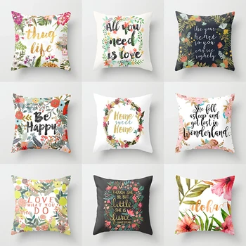 

Flower Soft Print Home Decro Pillow Cover 45x45cm Cushion Pillow For Car Chair Outdoor Cushion Case