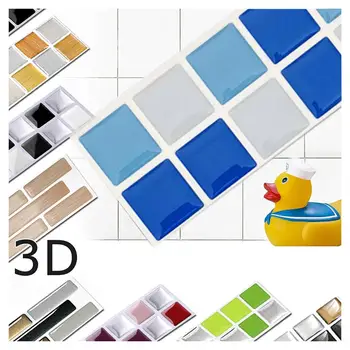 

Vividtiles 6-Sheet Blue Self Adhsive Smooth Surface Decor Vinyl Wallpaper 3D Peel and Stick Square Mosaic Tiles