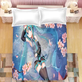 

Hatsune Miku 3D Printed Bed Sheet Coverlet Children Room Bed Sheet Bed Linen (NO Duvet Cover Pillowcase) 05