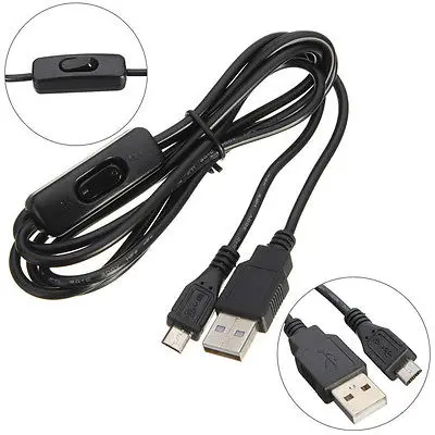1,5 м Micro USB кабель для зарядного устройства с переключателем ВКЛ/ВЫКЛ для Raspberry Pi