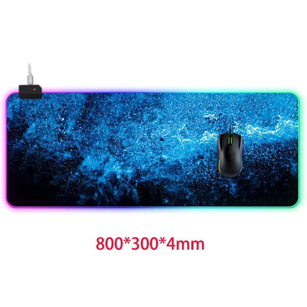 Большой игровой RGB коврик для мыши 14 цветов светодиодный светящийся usb-кабель питания клавиатура подсветка крутая мышь коврик скоростная игра с обработанным краем противоскользящая - Цвет: 800x300x4 mm