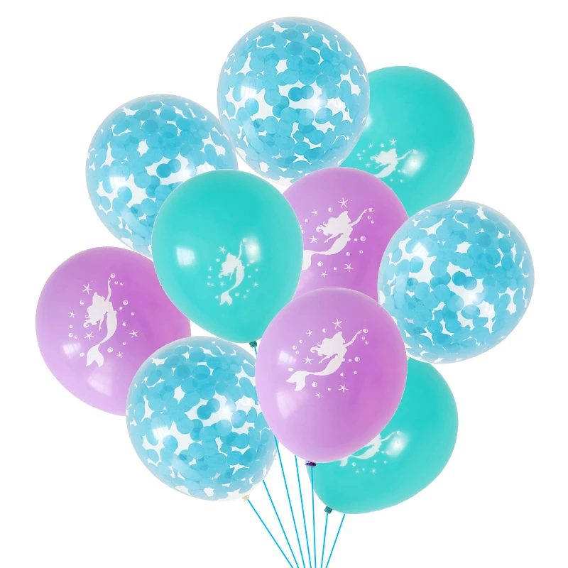 10 шт. Русалочка воздушные шары многоцветный воздушный шар "Конфетти" шарики для свадьбы, дня рождения, вечеринки, украшения для детского душа