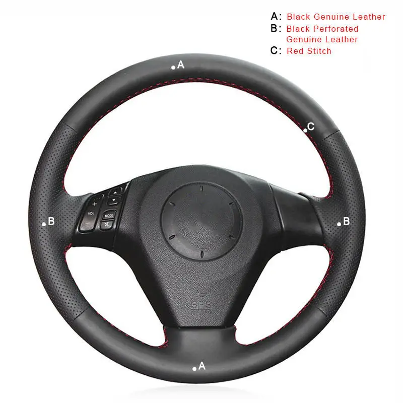 Авто оплетка на руле Крышка для Mazda 3 Axela 2004-2009 Mazda 5 2004-2010 Mazda 6 Atenza Mazda MPV стильные авточехлы - Название цвета: Genuine Leather