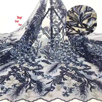 

Beaded Appliqued Lace Fabric 2019 High quality Latest African Lace Fabrics French 3D lace Fabric for Nigerian party