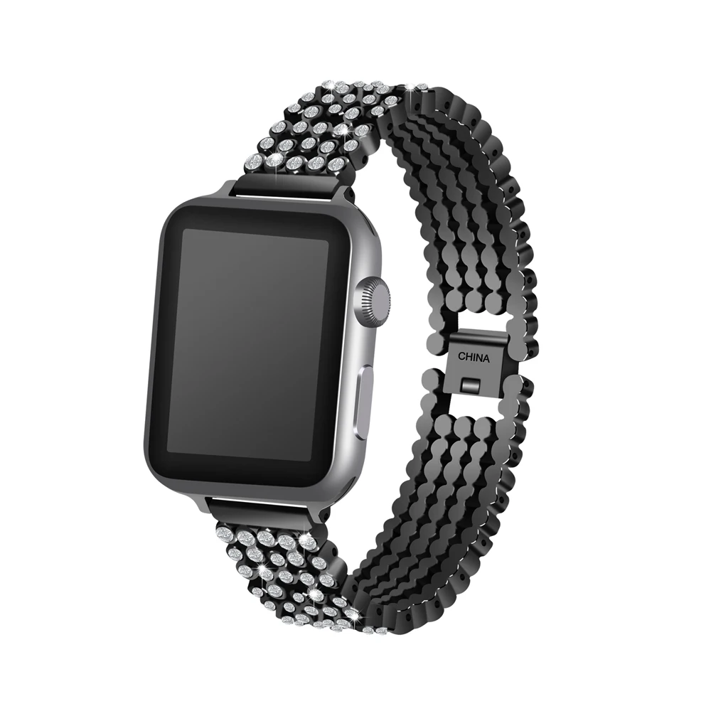 Для Apple Watch ремешок 40 мм 44 мм 38 мм 42 мм Женский Алмазный ремешок для iWatch серии 5 4 3 2 1 браслет ремешок из нержавеющей стали браслет