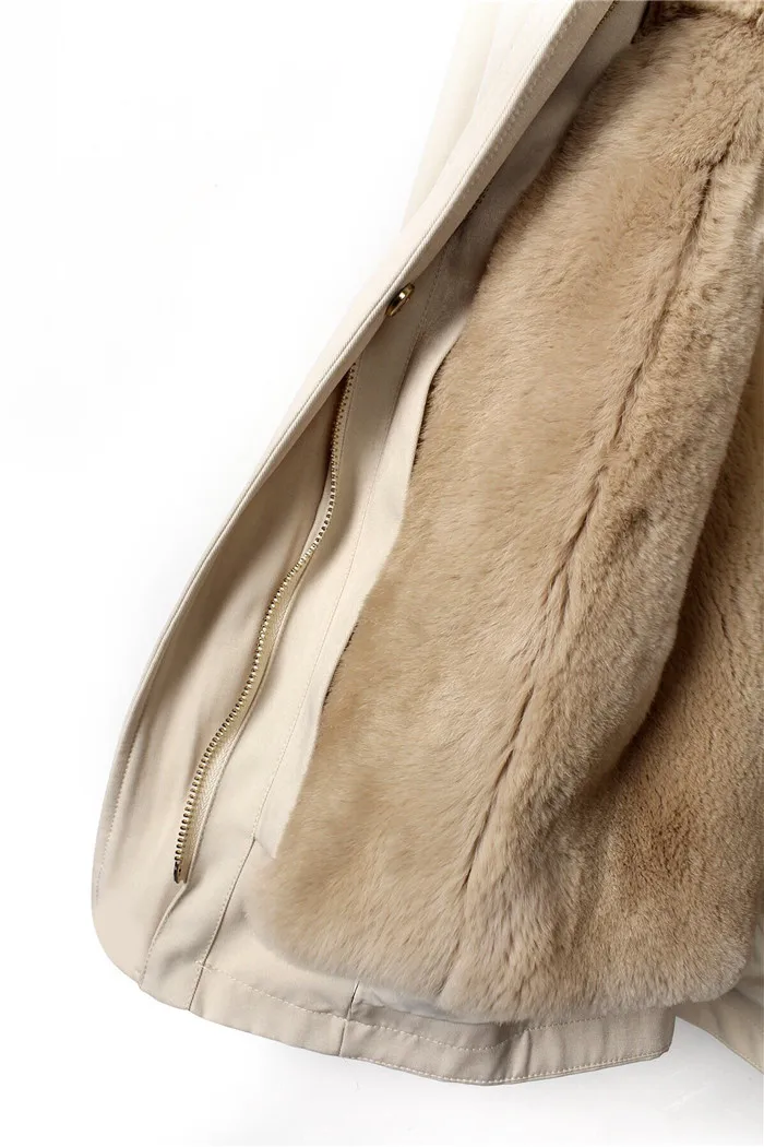 Back flowers embroidery letter real fur parka coat women thick rabbit fur lined short winter jacket real fox fur collar hood