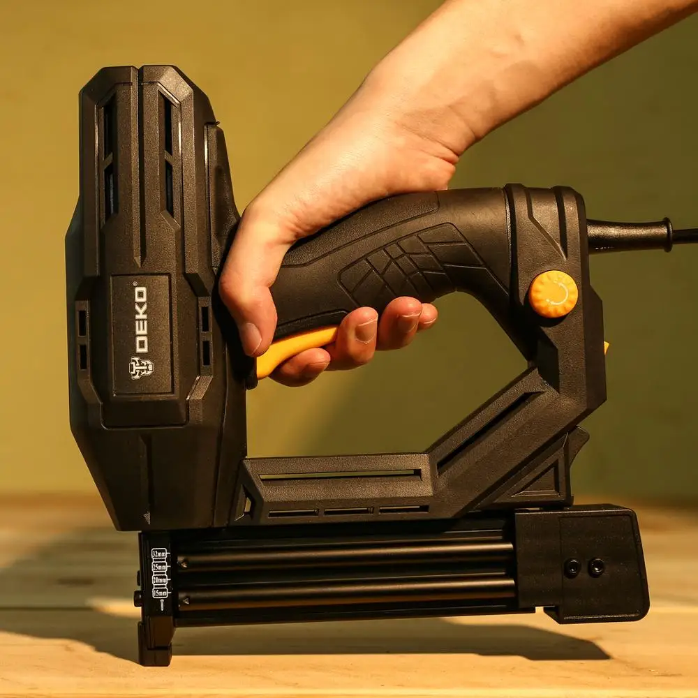 DEKO DKET02 Electric Tacker and Stapler Furniture Staple Gun for Frame with Staples & Woodworking Tool