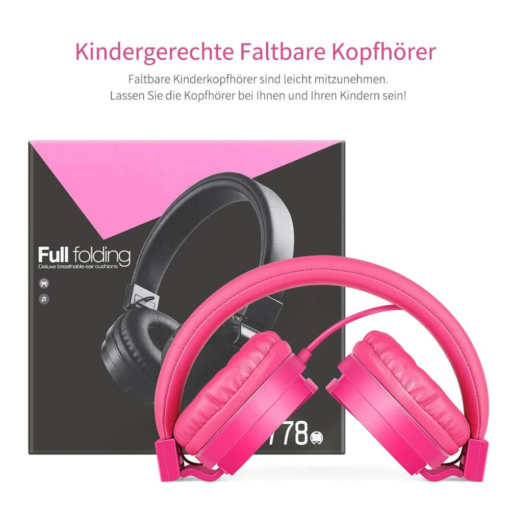 BASS Headphones Lightweight Stereo Foldable Wired Headphones for Kids Adjustable Headband Headset for Phones Computer PC Music