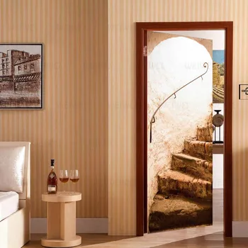 

New Wall Decals Mural 3D Step Vintage Staircase Door Sticker DIY Selfadhesive Waterproof Poster For Print Art Picture Home Decor