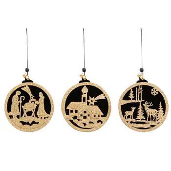 

3pcs Christmas Wooden Decoration Wood Decoration Madeira Wood Crafts Decoration Set Practical Christmas Decor For Wall Home