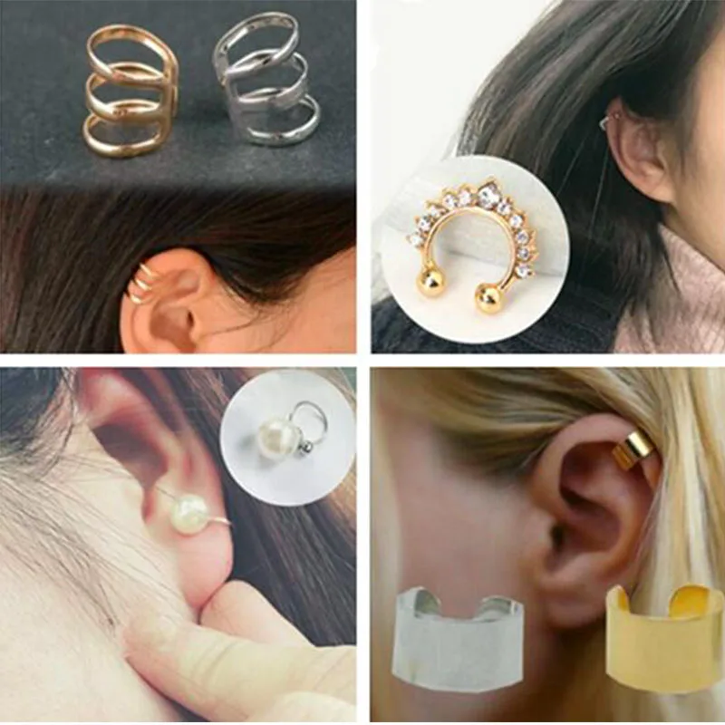 

Vintage Punk Hollow U-shaped Ear Clip Earrings Non Pierced Ear Bone Invisible men and women Jewelry Clip de oreja Wholesale 478