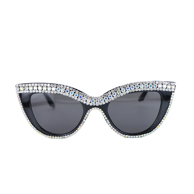 white sunglasses with rhinestones