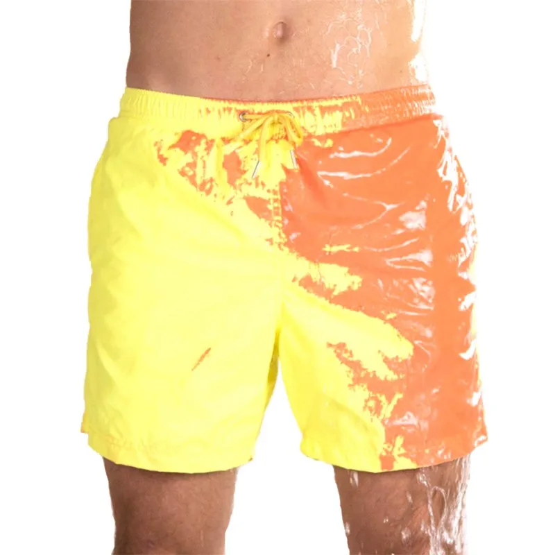 Летние модные мужские быстросохнущие купальники, пляжные штаны, теплые цветные шорты, мужские шорты для серфинга - Цвет: Цвет: желтый