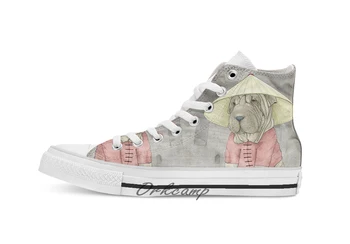 

Shar Pei on The Great Wall Custom Casual High Top lace-up Canvas shoes sneakers Drop shipping