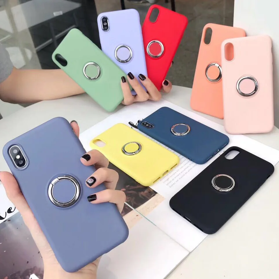 

Original Liquid Silicone 3D Ring Grip Stand Holder Soft Phone Case For Samsung Galaxy A50 A70 A60 A40 A30 A20 A10 M10 M20 M30