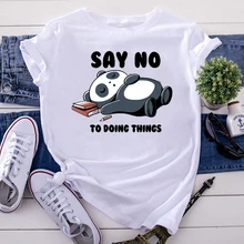 Best Offers Sleeping Panda T Shirts Personality Printing Women T-Shirts Korean Style Oversized Tshirt For Women'S Casual Punk Womens Tops