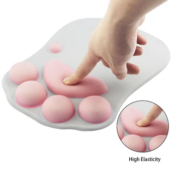 

Mouse Pad With Wrist Rest Cute 3D Cat Paw Big Computer Mousepad Soft Silicone Anti-slip Pink Ergonomic Office Mause Mat For Girl